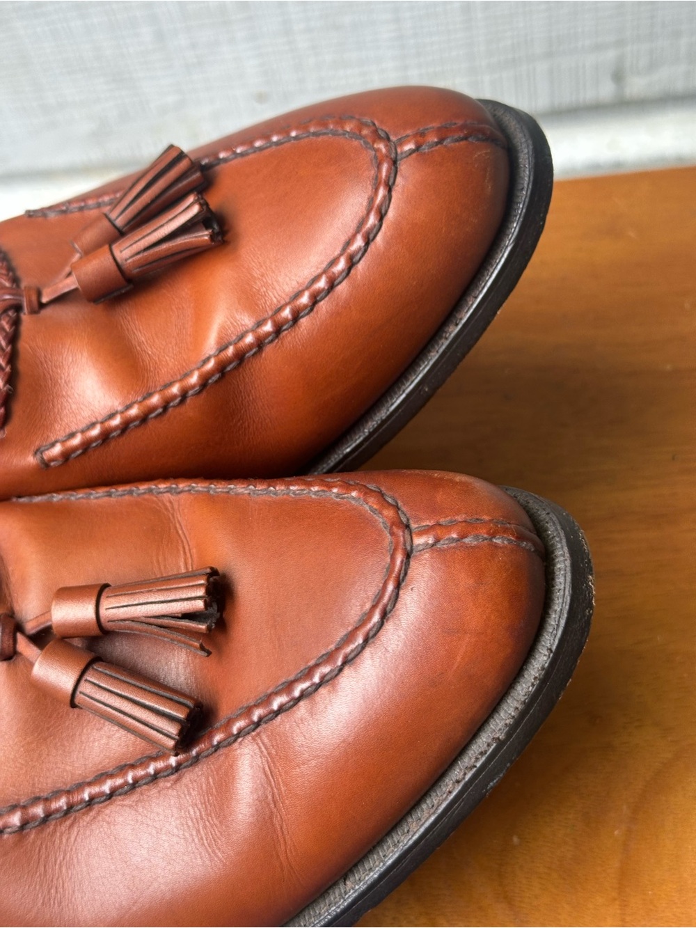 Allen Edmonds  Pembrooke Vintage Tassel Leather Loafers |Cognac~12 - Picture 5 of 9